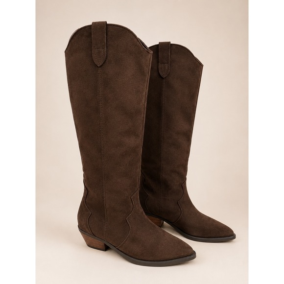Show Me Your MuMu Shoes - Show Me Your Mumu x Billini Helix Brown Western Cowboy Boots 8 Dark Cacao Suede